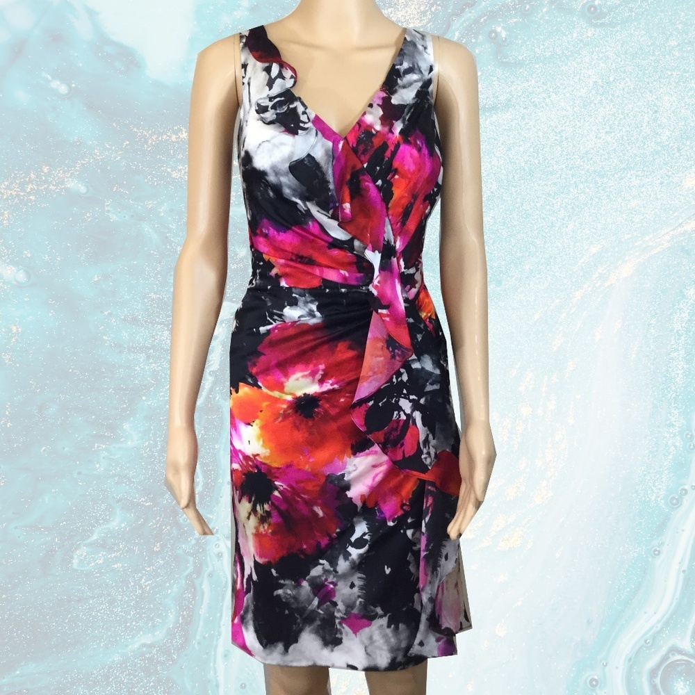 Carmen Marc Valvo Floral Sleeveless Dress